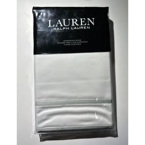 Ralph Lauren Spencer Border Sateen White Sage 100% Cotton EURO Pillowcase sham